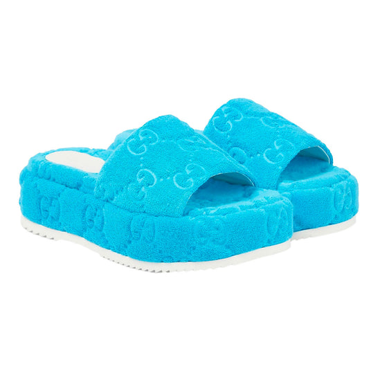 GUCCI platform blue slides