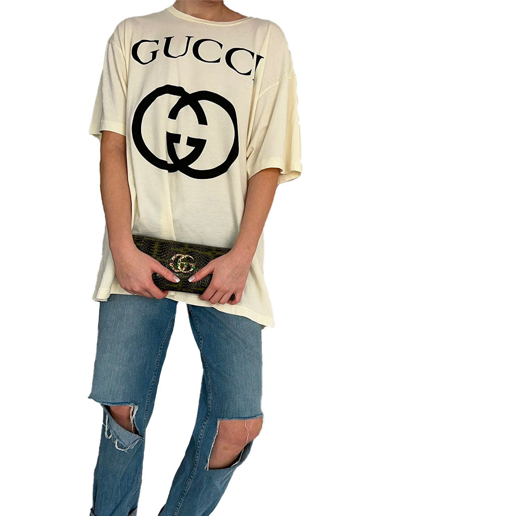 GUCCI T-SHIRT WITH EMBOSSED LOGO