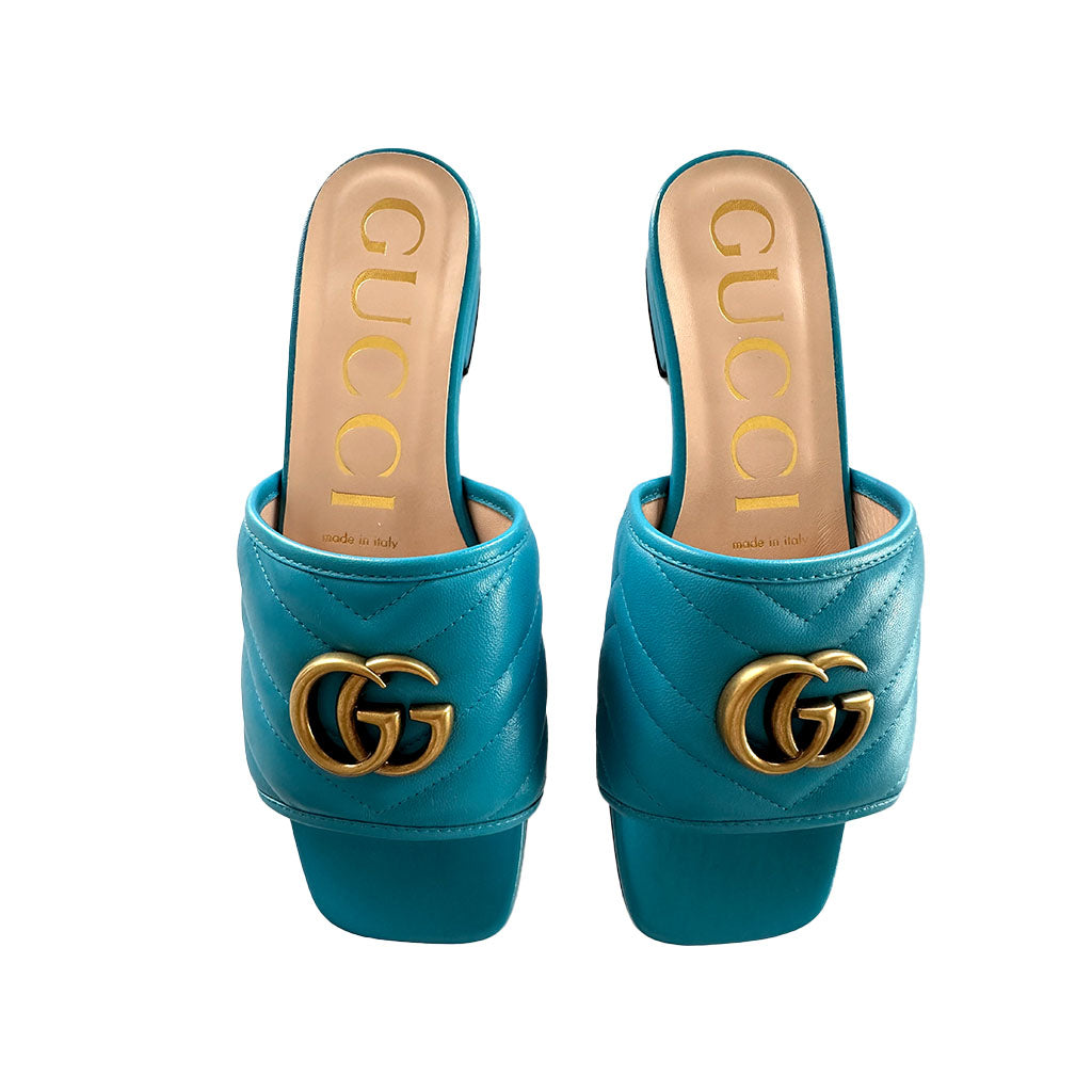 GUCCI LEATHER SLIPPERS GG