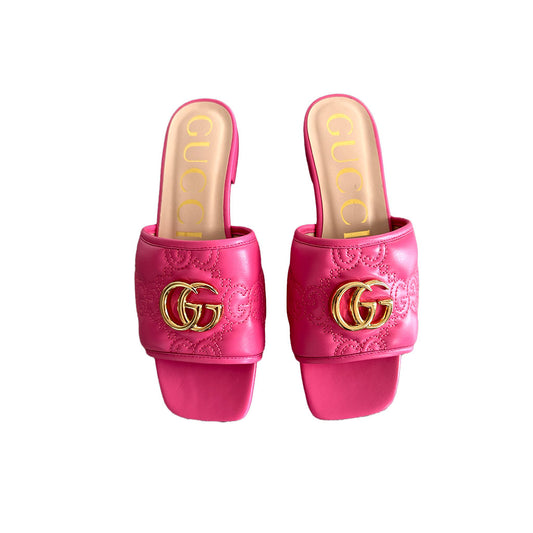 GUCCI LEATHER SLIPPERS GG