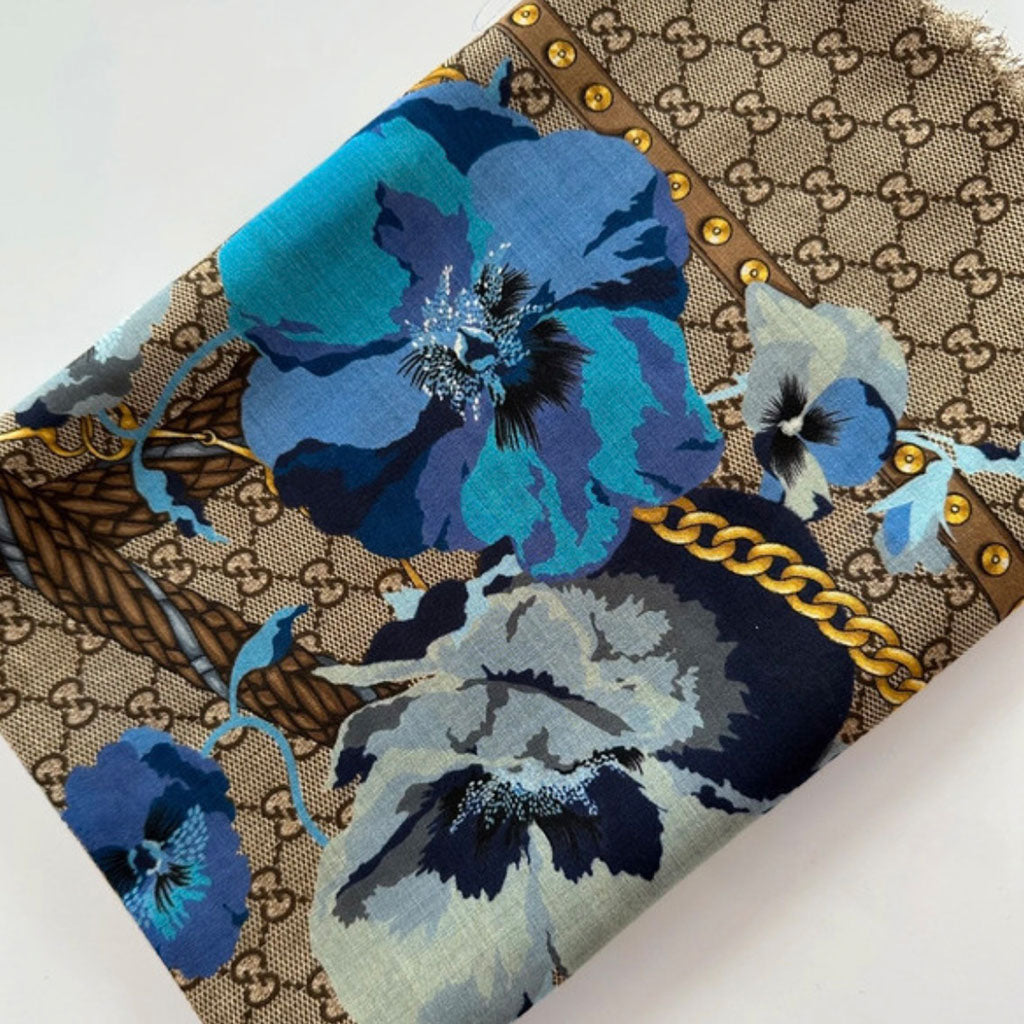 Gucci floral scarf blue