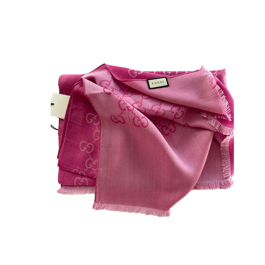 GUCCI PINK SCARF WITH PATTERN GG