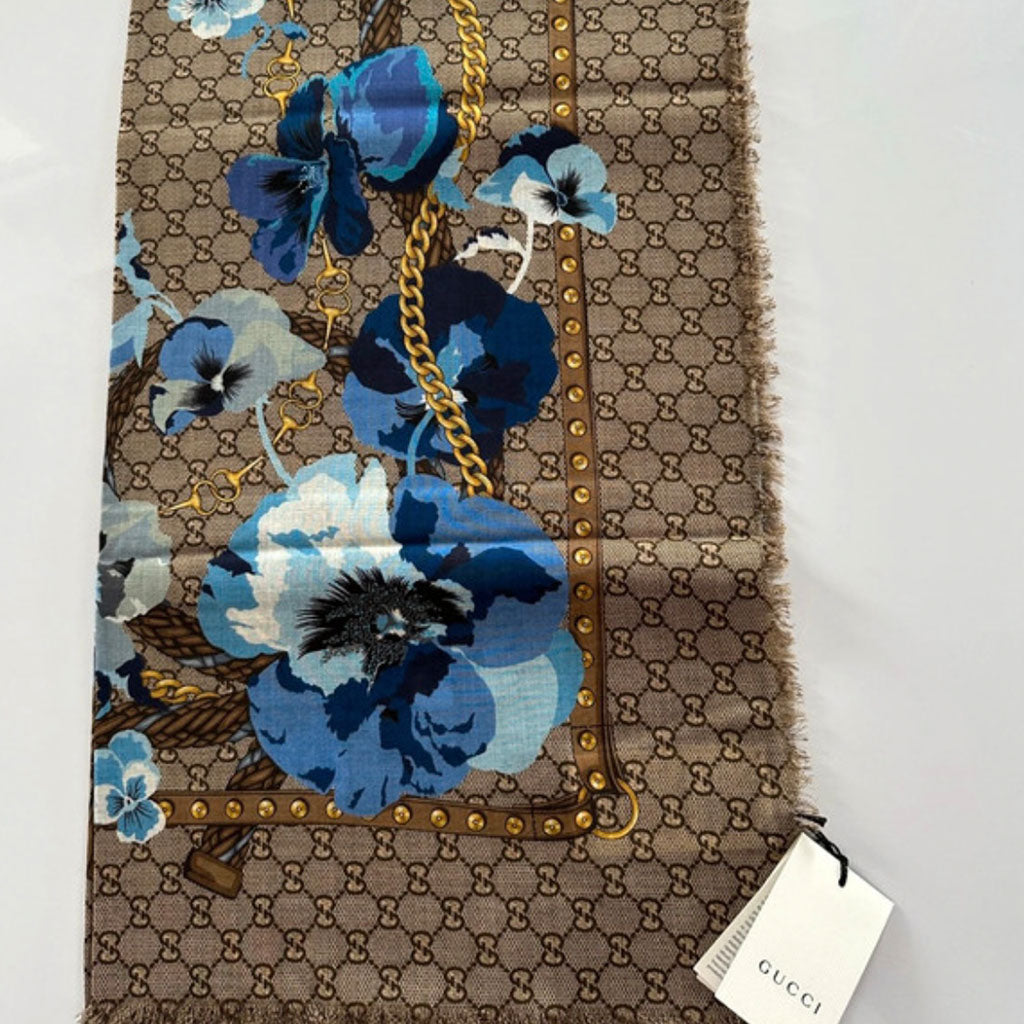 Gucci floral scarf blue